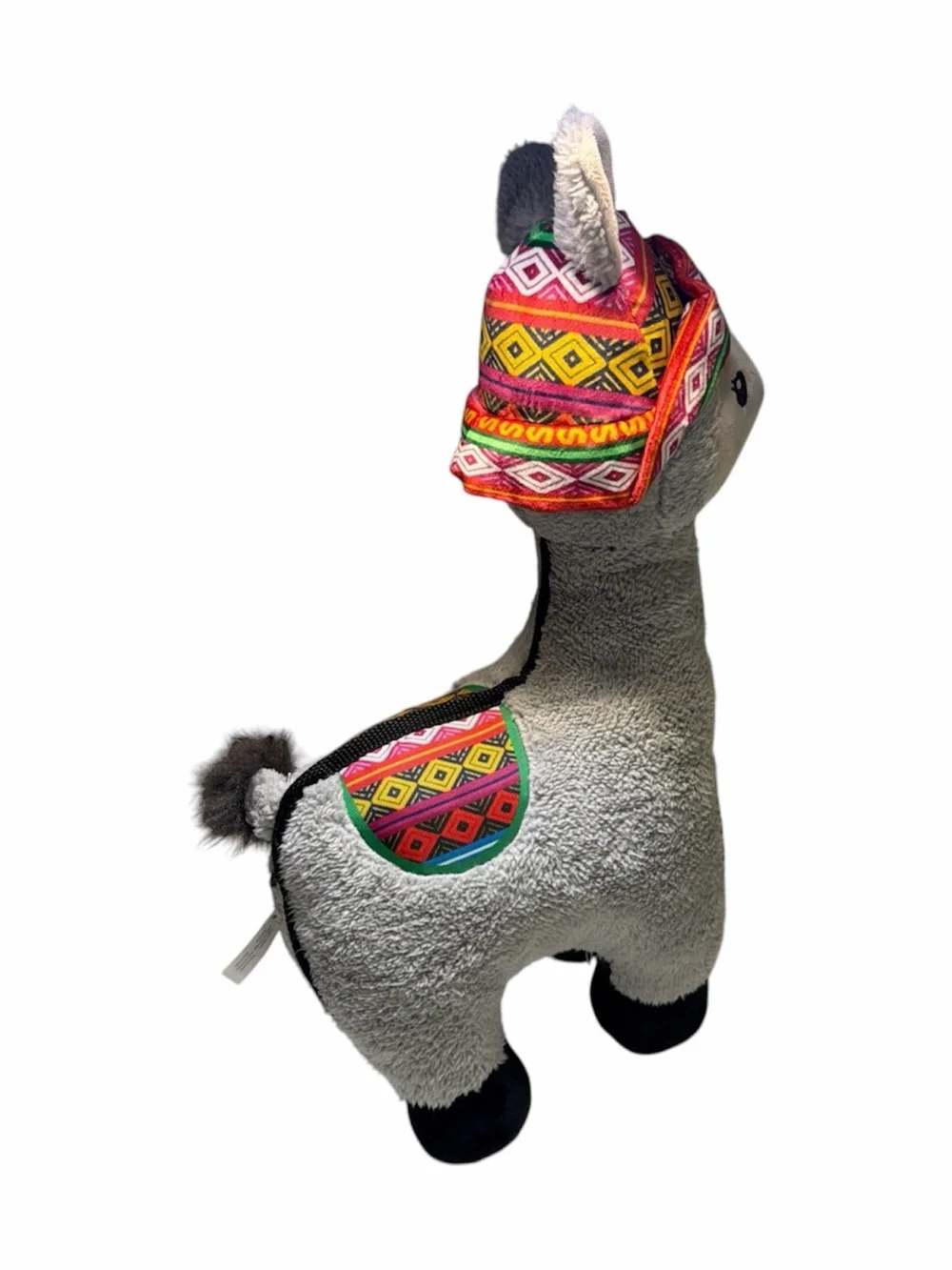 Think dog Plush Llama Stuffed Animal with Colorful Hat - Gray